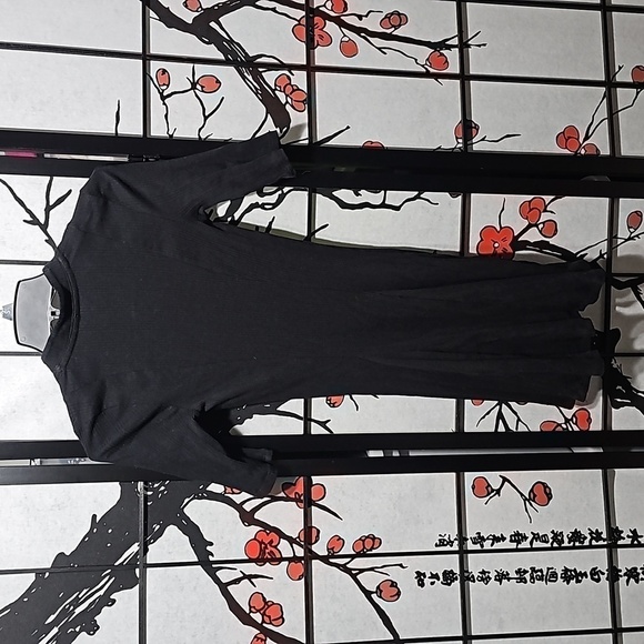 Free People Black Skater Dress Ribbed Scoop Neck Short Sleeves XS - Picture 6 of 7